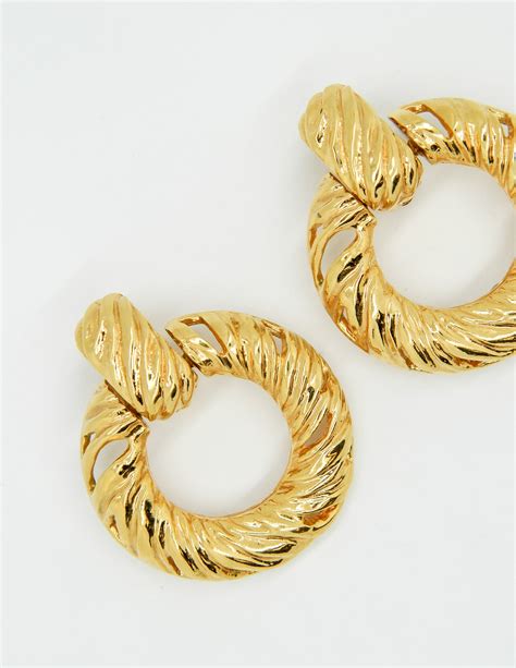 ysl gold hoop earrings|ysl earrings vintage.